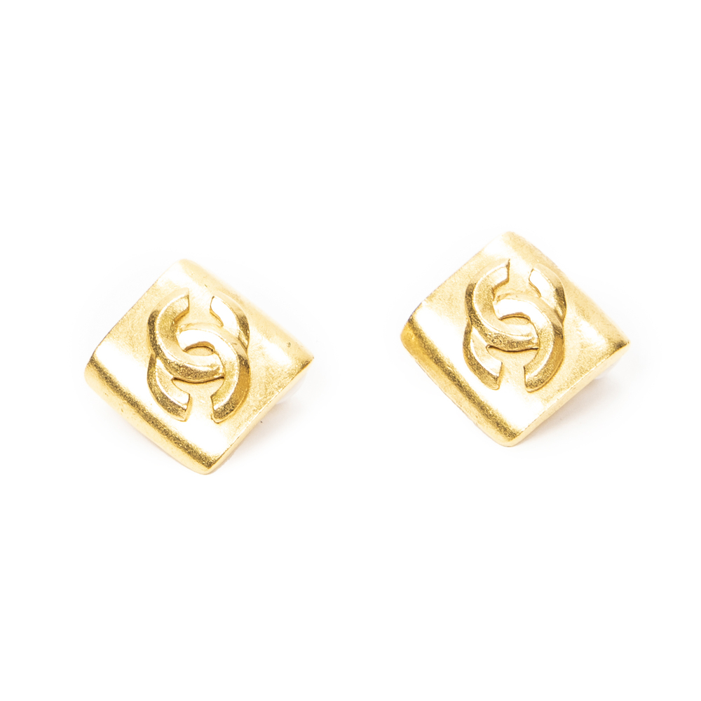 Chanel CC Diamond-shaped Clip On Earrings